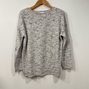 J. Jill Speckled Cream and Gray Crew Neck Sweater